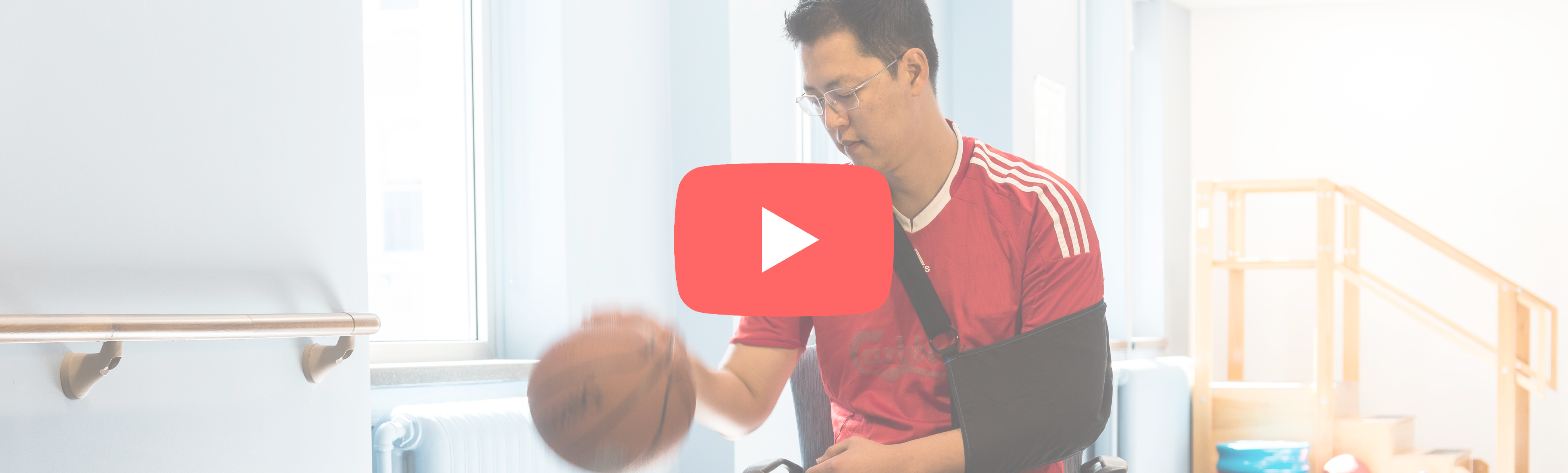 rehab patient dribbling ball